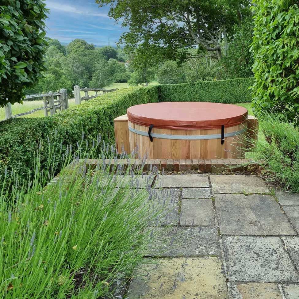 cedar wood hot tub garden