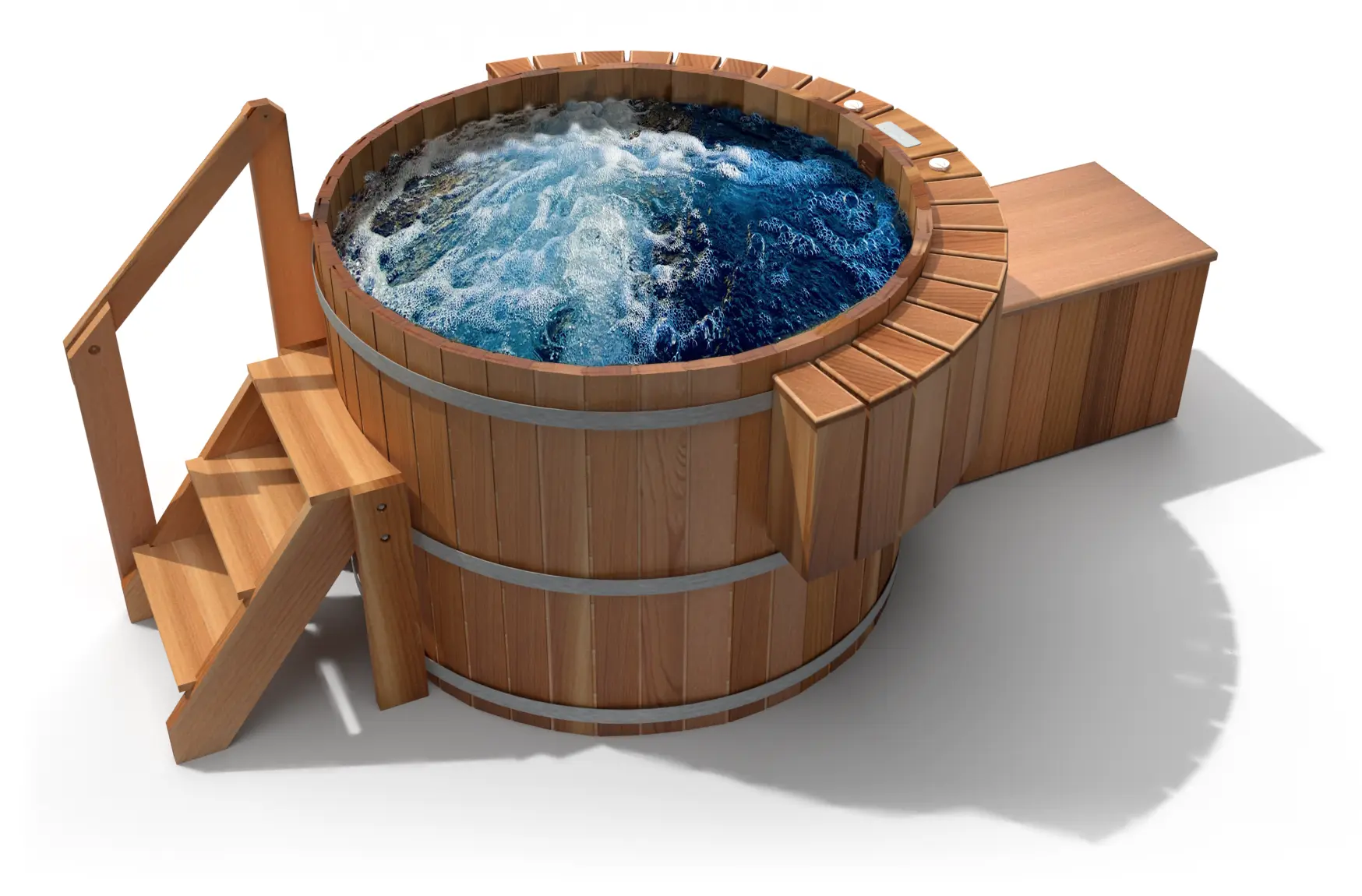 Aurora Cedar Wood Hot Tub - jets on